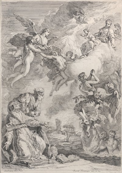 Papež svatý Řehoř I. svými modlitbami osvobozuje duše z očistce, 1731. od Francesco Fontebasso