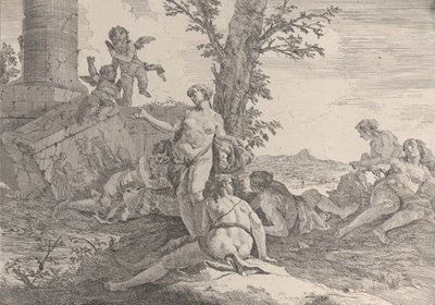 Šest nymf a dva putti, z Bacchanals a historie, 1744. od Francesco Fontebasso