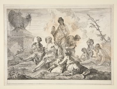 Venuše, Vulkán, Tři nymfy a Tři cherubové v krajině od Francesco Fontebasso