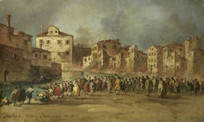 Požár ve čtvrti San Marcuola v Benátkách, 28. listopadu 1789 od Francesco Guardi (copy after)