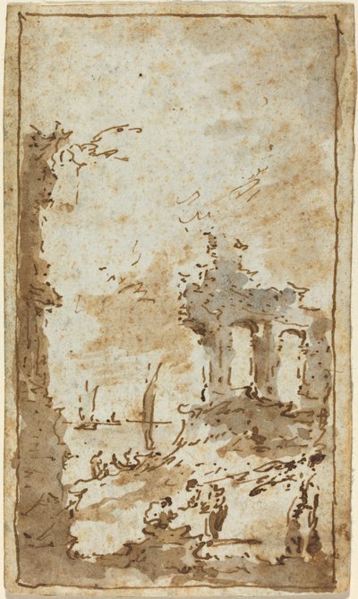 Capriccio z ruin u laguny od Francesco Guardi