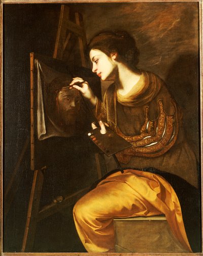 Umělkyně malující obraz Sudarium od Francesco Guardi