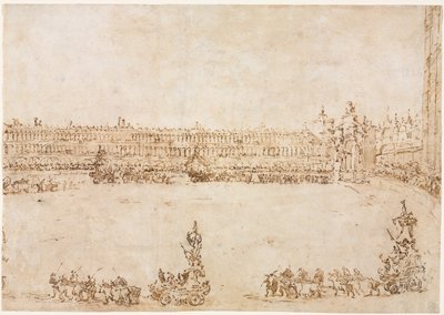 Průvod triumfálních vozů na náměstí Piazza San Marco, Benátky, oslavující návštěvu..., 1782. od Francesco Guardi