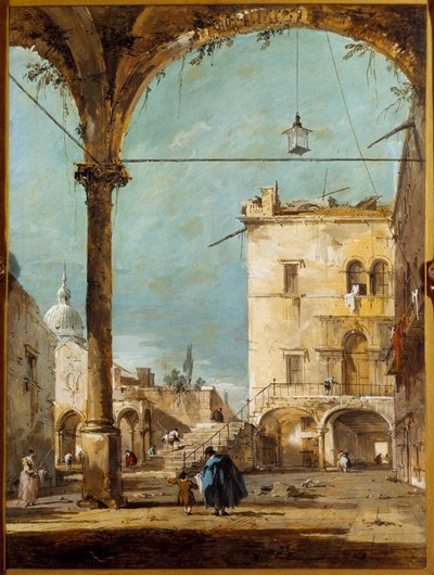 Portikus v Benátkách Malba Francesca Guardiho (1712-1793) Paříž 18. století, Musee Jacquemart Andre od Francesco Guardi
