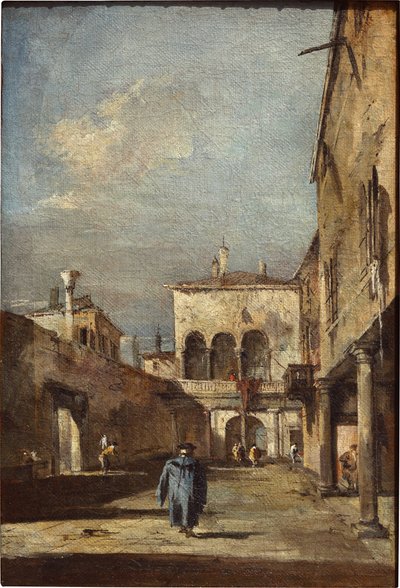 Architektonická fantazie s nádvořím od Francesco Guardi