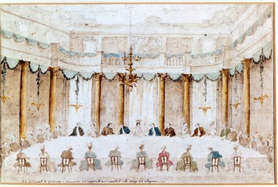 Banket na svatbu Polignaca. Kresba Francesca Guardiho (1712 - 1793). od Francesco Guardi