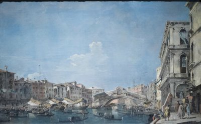 Canal grande u mostu Rialto, asi 1780-90 (olej na plátně) od Francesco Guardi