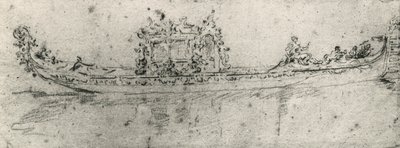 Gondola vyhrazená pro velvyslance, Francesco Guardi (1712-1793), kresba. od Francesco Guardi