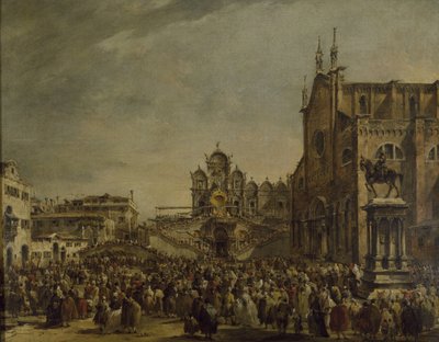 Papež Pius VI požehnání zástupu na Campo SS. Giovanni a Paolo, 18. století od Francesco Guardi