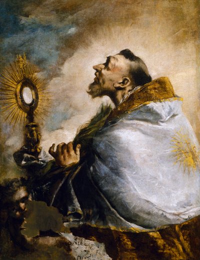Světec v adoraci svaté Eucharistie nebo svatý Norbert v extázi od Francesco Guardi