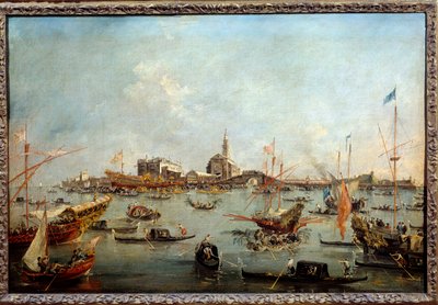 Dóže na Bucentauru (Bucentoro) v San Nicolo v Benátkách v Den Nanebevstoupení Páně Toto je pravděpodobně dóže Alvise IV Mocenigo (1763-1778). Obraz Francesca Guardiho (1712-1793) 1775-1780 Ne. 0,67x1m od Francesco Guardi