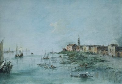 Kanál Giudecca s kostelem svaté Marty, asi 170 -80 (olej na plátně) od Francesco Guardi