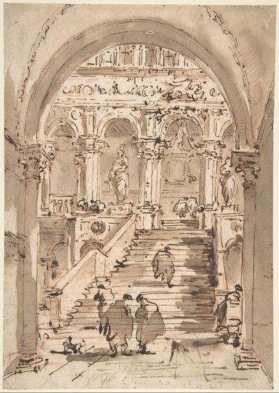 Schodiště obrů, Dóžecí palác, Benátky od Francesco Guardi