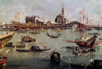 Dóže na Bucentaurus (Bucentoro) v San Nicolo z Lida do Benátek, obraz Nanebevstoupení Páně od Francesca Guardiho (1712-1793) Paříž 18. století, muzeum Louvre. od Francesco Guardi