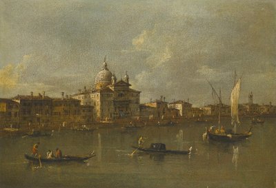 Benátky, pohled na Giudeccu a kostel le Zitelle od Francesco Guardi