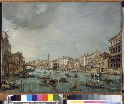 Pohled na Canal Grande směrem na Rialto s Palazzo Grimani a Palazzo Manin od Francesco Guardi