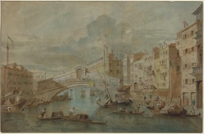 Pohled na most Rialto, Benátky od Francesco Guardi