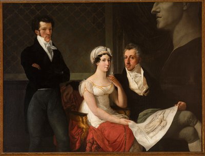 Portrét rodiny Cicognara s bustou Antonia Canovy od Hayeze, Francesca (1791-1882). Olej na plátně od Francesco Hayez