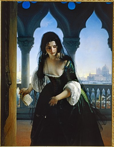 Tajné udání 1847 ... (malba na plátně) od Francesco Hayez