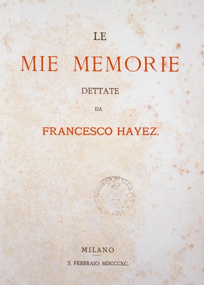 Titulní strana Mé vzpomínky od Francesco Hayez
