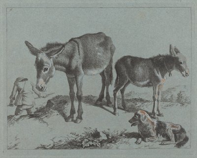 Osel se svým hříbětem, psem a rolníkem, 17621763. od Francesco Londonio