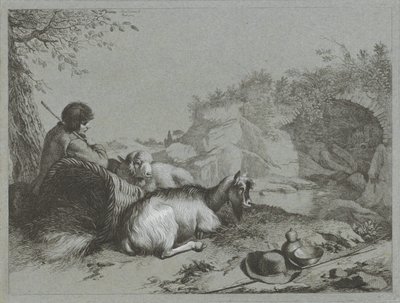 Pastýř s ovcemi a kozami Pastýřské scény (název série) od Francesco Londonio