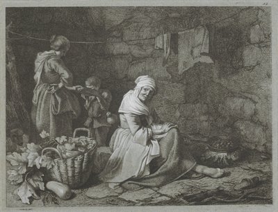 Interiér statku Pastýřské scény (název série) od Francesco Londonio