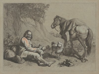 Sedící starý muž, který se chystá napít z tykve, c. 1763. od Francesco Londonio