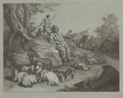 Sedící pastýř před stádem koz, po roce 1766. od Francesco Londonio