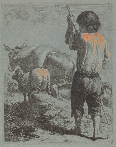 Pastýř s oslem, ovcí a kozou, 1759. od Francesco Londonio