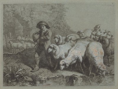 Pastýř s pytlem pohání stádo, 1763. od Francesco Londonio
