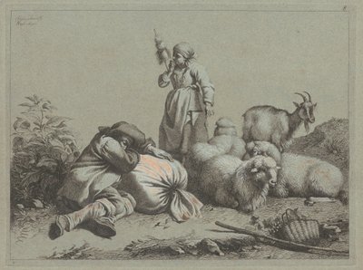 Spící rolník a stojící přadlena, 1763. od Francesco Londonio