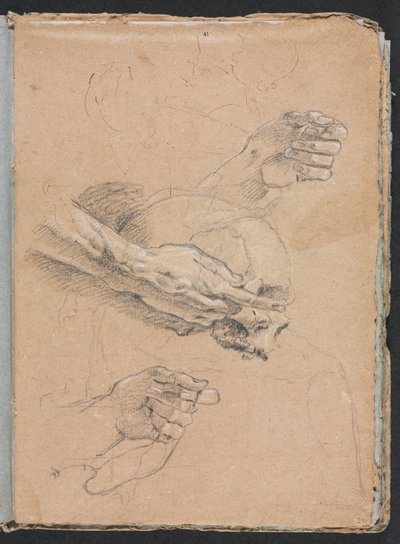 Verona Sketchbook: Studie rukou a lebky (strana 21) od Francesco Lorenzi