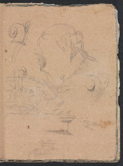Verona Sketchbook: Architektonické motivy s ženskou hlavou strana 45, 1760. od Francesco Lorenzi