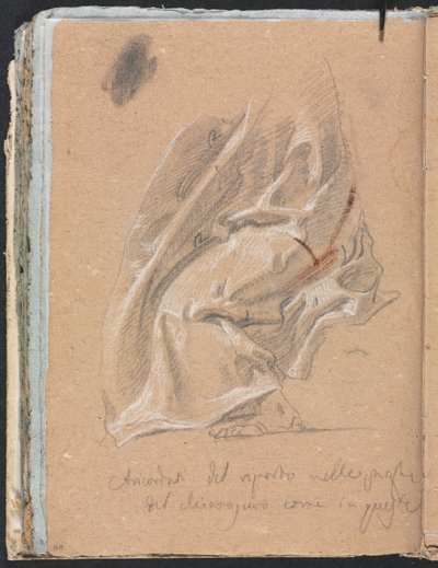 Verona Sketchbook: Drapery studie s patkou a nápisem strana 88, 1760. od Francesco Lorenzi