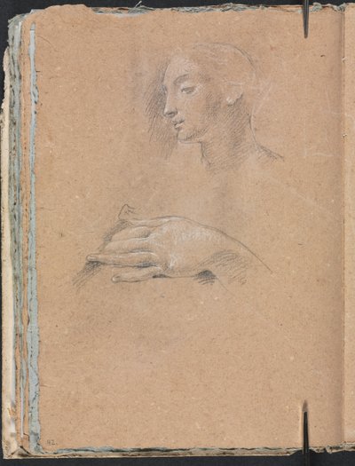 Verona Sketchbook: Ženská hlava a levá ruka, strana 42, 1760. od Francesco Lorenzi