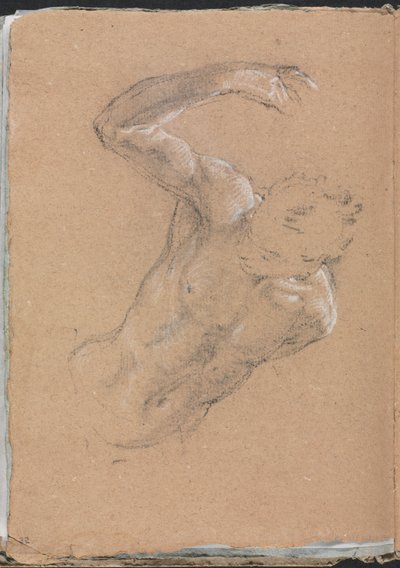 Verona Sketchbook: Mužský akt se zdviženou pravou paží, strana 32, 1760. od Francesco Lorenzi