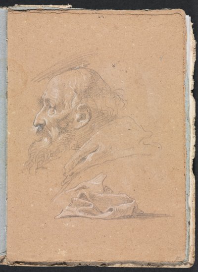 Verona Sketchbook: Mnich z profilu s drapérií (strana 87) od Francesco Lorenzi