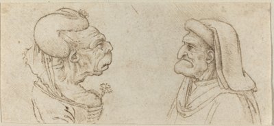 Dvě groteskní hlavy od Francesco Melzi after Leonardo da Vinci