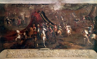 Válka o Candia (Kréta): „“ bitva mezi benátskou flotilou Francesca Morosiniho (1619-1694) a tureckou flotilou prchající v roce 1650““ (Krétská válka (1645-69): bitva mezi benátskou a tureckou flotilou v roce 1650) Obraz Francesca Monti dit il Bresciani od Francesco Monti