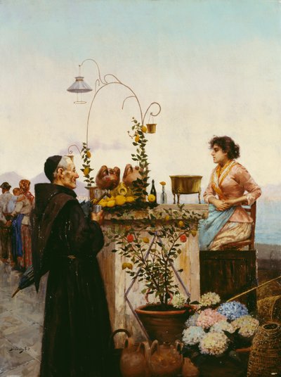 Prodejce nápojů, Francesco Paolo Diodati (1864-1940), olej na plátně, 68x51 cm od Francesco Paolo Diodati
