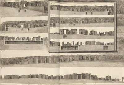 Průřezy, které ukazují různé aspekty budov zobrazených v plánu Pom..., 1804. od Francesco Piranesi