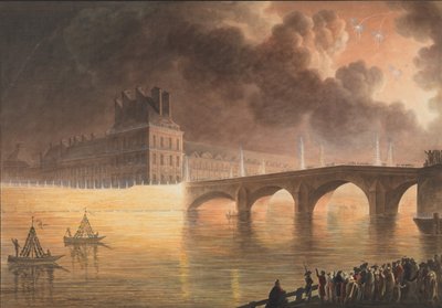 Svátek za všeobecný mír konaný v Paříži 18. Brumaire. Královský most, 1801-2 od Francesco Piranesi