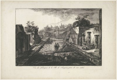Gezicht op ruiny Pompejí Pohled na továrny města Pompeia od jeho vchodu (název na objektu) od Francesco Piranesi