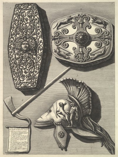 Části ve velkém restaurovány Trofei de Ottaviano Augusto Obnovený detail Tro ..., ca. 1753. od Francesco Piranesi
