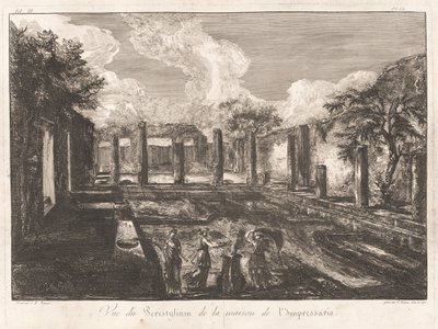 Pohled na Peristylium z domu Impressaria od Francesco Piranesi, after Giovanni Battista Piranesi