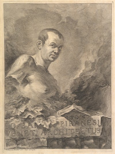 Portrét G.B. Piranesi v imitaci antické busty, z Opere varie di Architettura..., 1750. od Francesco Polanzani