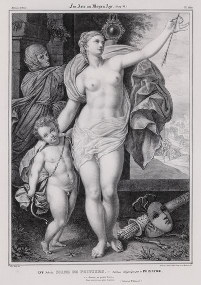 Alegorický obraz Diane de Poitiers, milenky francouzského krále Jindřicha II (litho) od Francesco Primaticcio
