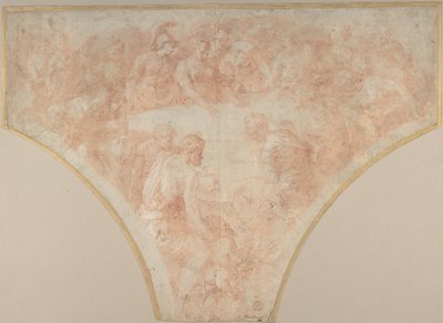 Jablko sváru vržené Eris při svatbě Pelea a Thetis: Studie pro Fresco..., 1504-70. od Francesco Primaticcio