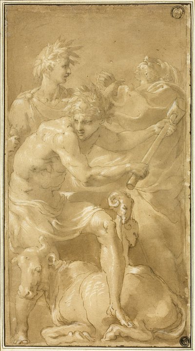 Oběť býka od Francesco Primaticcio